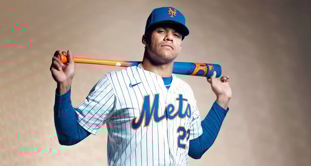 Juan Soto #22 of the New York Mets on Feb. 20, 2025 in Port St. Lucie, FL.