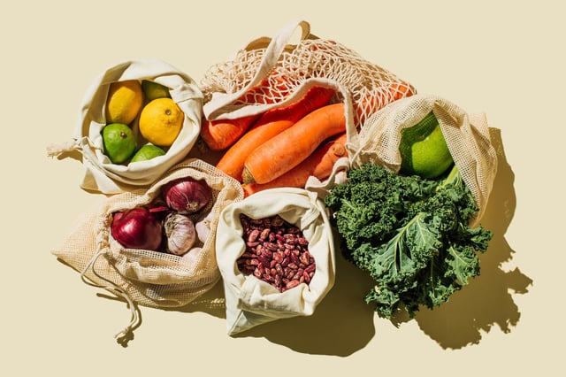 Variety Fresh of organic fruits and vegetables 