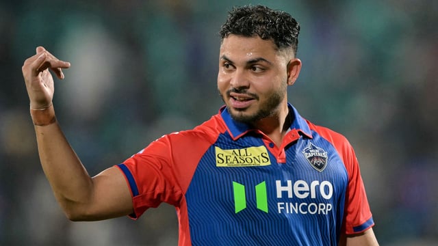 Delhi Capitals' Ashutosh Sharma celebrates his team's win against Lucknow Super Giants