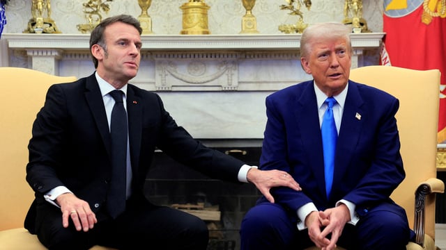 FILE PHOTO: French President Emmanuel Macron and U.S. President Donald Trump meet at the White House in Washington, D.C.