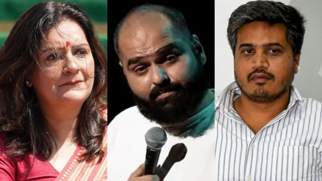 Shiv Sena (UBT) Rajya Sabha MP Priyanka Chaturvedi, stand-up comedian Kunal Kamra and Nationalist Congress Party (SCP) MLA Rohit Pawar.