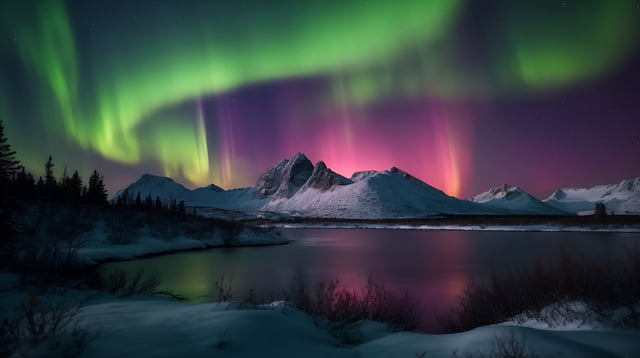 Stock image of aurora over Alaska.