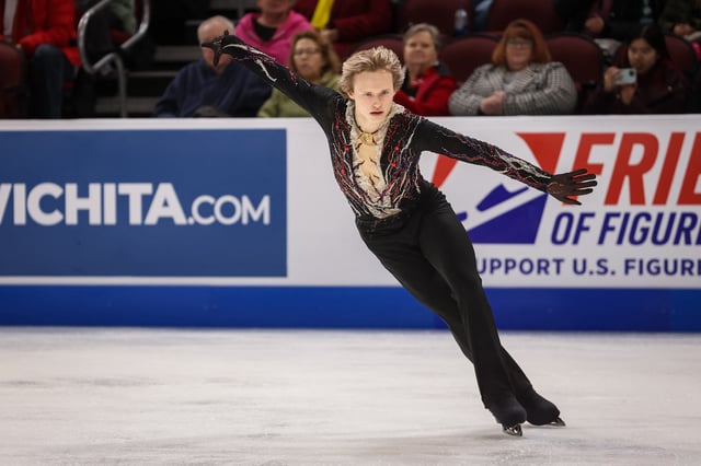 Jan 26, 2025; Wichita, Kansas, USA; Ilia Malinin skates during the 2025 U.S. Figure Skating Championships at INTRUST Bank Arena. Mandatory Credit: William Purnell-Imagn Images/File Photo