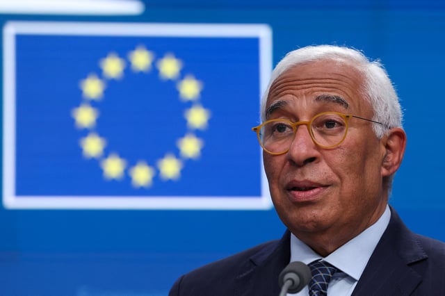 European Council President Antonio Costa attends a press conference on the day of a European Union summit in Brussels, Belgium March 20, 2025. REUTERS/Yves Herman/File Photo