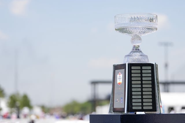 A detailed view of the trophy on the first tee during the first round of the Texas Children&#39;s Houston Open at Memorial Park Golf Course on March 28, 2024 in Houston, Texas.