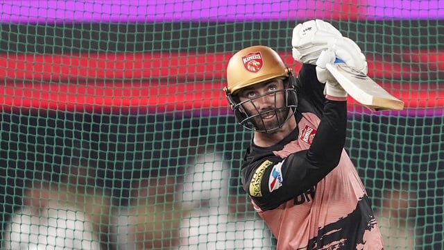 Glenn Maxwell went back to the hut for a first-ball duck.