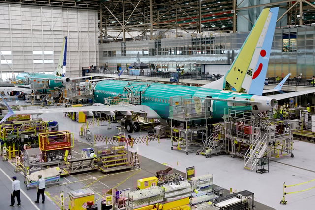 Boeing 737 MAX aircraft are assembled at the company’s plant in Renton, Washington, U.S. June 25, 2024. Jennifer Buchanan/Pool via REUTERS/File Photo