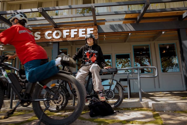 Marin County supervisors passed an ordinance Tuesday barring kids under 16 from riding a throttle-powered version of e-bikes, such as those seen in this photo from Mill Valley in 2023.