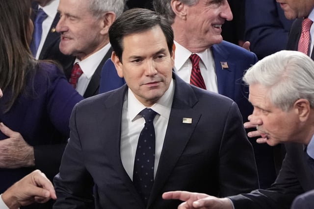 Secretary of State Marco Rubio arrives before President Donald Trump addresses a joint session of Congress at the Capitol in Washington, Tuesday, March 4, 2025. (AP Photo/Alex Brandon)