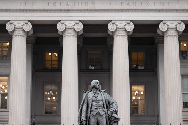 The US Treasury Department building is seen in Washington, DC on January 19, 2023.