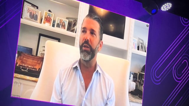 Donald Trump, Jr. speaking at the DC Blockchain Summit on March 26, 2025. (Jesse Hamilton/CoinDesk)