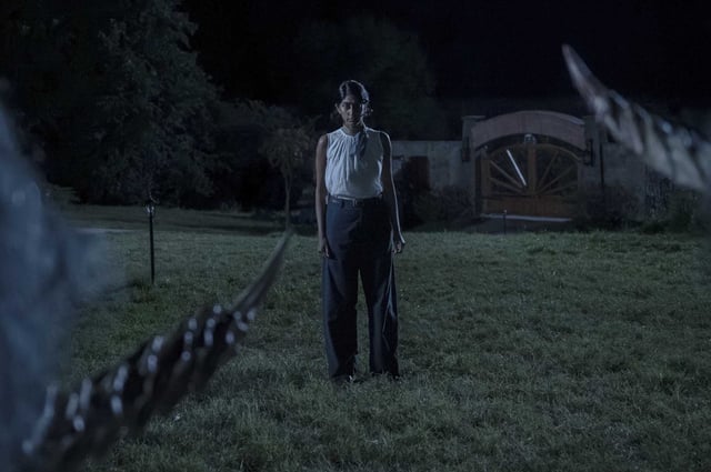 Sunita Mani in a scene from “Death of a Unicorn.”