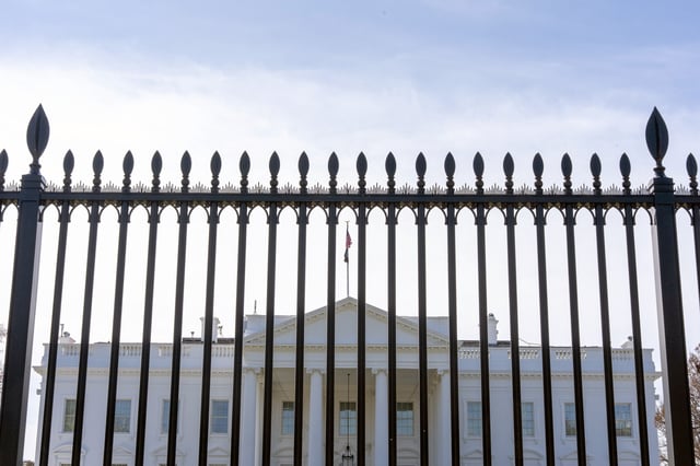 The White House is seen Monday, March 10, 2025, in Washington. (AP Photo/Alex Brandon)