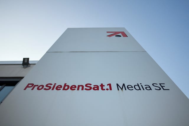 The logo of German media company ProSiebenSat.1 is seen in front of the headquarters in Unterfoehring near Munich, Germany, November 5, 2020. REUTERS/Andreas Gebert/File Photo