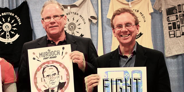 McChesney (left) with longtime friend and co-author John Nichols at a Free Press National Conference for Media Reform.