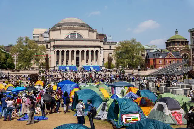 A Pro-Palestinian encampment on the campus of Columbia University on April 29, 2024 in New York City.