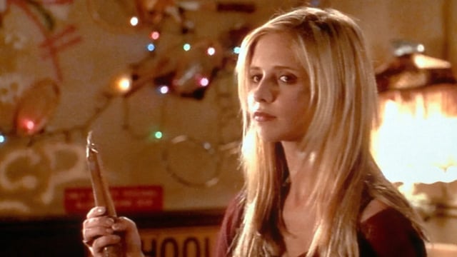 Sarah Michelle Gellar as Buffy the Vampire Slayer.