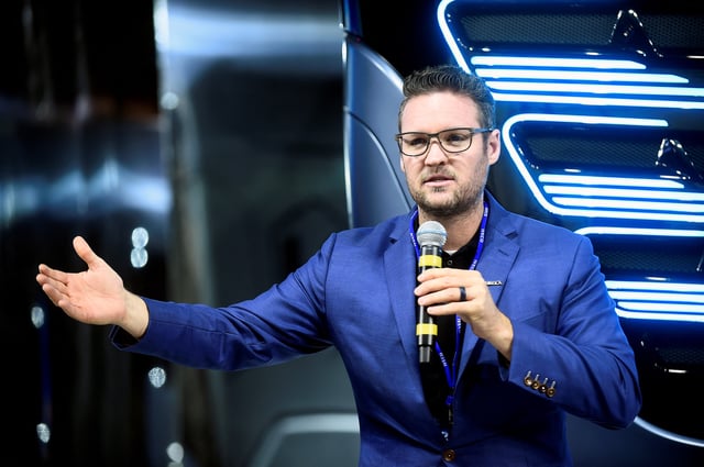 CEO and founder of U.S. Nikola Trevor Milton attends a news conference held to presents its new full-electric and hydrogen fuel-cell battery trucks in partnership with U.S. Nikola, at an event in Turin, Italy, December 3, 2019. REUTERS/Massimo Pinca/File Photo
