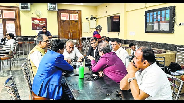 Members of various bar associations gathered at the Supreme Court canteen on Thursday. (PTI)