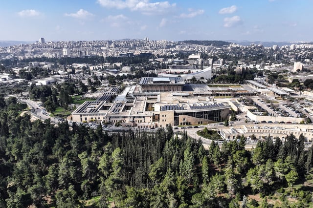 A drone view of Jerusalem with the Knesset, the Israeli parliament, in Jerusalem February 17, 2025. REUTERS/Ilan Rosenberg/File photo