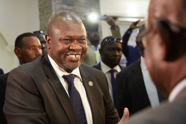 L'opposant sud-soudanais, Riek Machar, le 10 décembre 2019 à Juba.