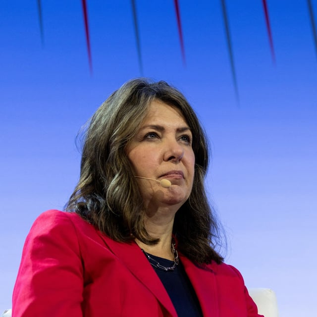 Premier of Alberta Danielle Smith participates in a panel discussion during CERAWeek in Houston, Texas, U.S., March 12, 2025. REUTERS/Kaylee Greenlee