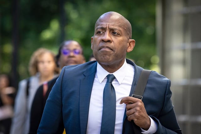 Carlos Watson leaves Brooklyn federal court after testifying in his own defense in New York, on July 1, 2024.