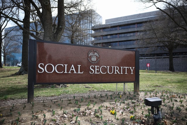 A sign in front of the entrance of the Security Administration's main campus on March 19, 2025 in Woodlawn, Maryland.