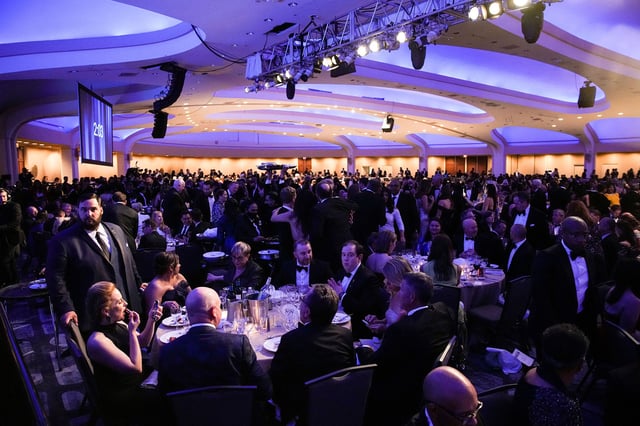 Guests mingle during the annual White House Correspondents Association Dinner in Washington on April 30, 2022.