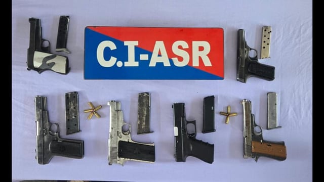 The counter-intelligence (CI) wing of the Amritsar police has arrested three persons with six pistols — a 9mm Glock, two .30-bore and three country-made .32-bore pistols — and nine cartridges from their possession.