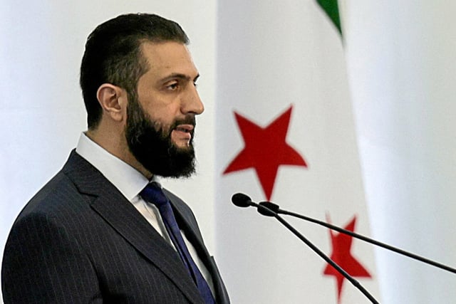 Le président par intérim de la Syrie, Ahmed al-Chareh, le 29 novembre 2025 à Damas.

