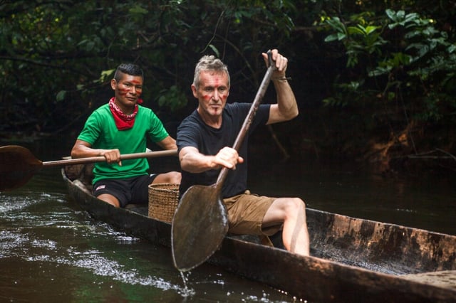 Adventuring: Bruce Parry canoes with a Waimaha tribesman up the Tiquié River in the Colombian  Amazon

(Photo: Rory Jackson/BBC/Frank Films/Rory Jackson)