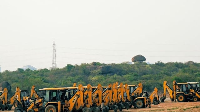 The protests at the University of Hyderabad started after bulldozers were brought onto the campus.