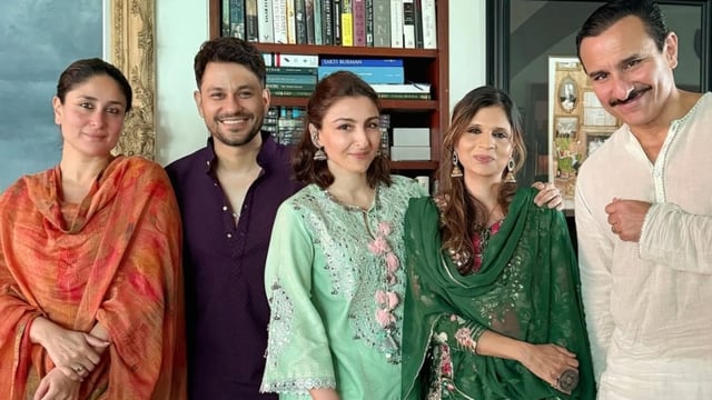Kareena Kapoor celebrates Eid with her family, including Kunal Kemmu, Soha Ali Khan, Saba Pataudi, and Saif Ali Khan. 