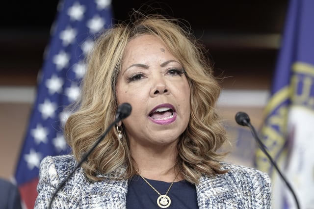 FILE - Rep. Lucy McBath D-Ga., discusses Congressional Black Caucus priorities for the 119th Congress and the Trump administration, Dec. 4, 2024, on Capitol Hill in Washington. (AP Photo/Mariam Zuhaib, file)