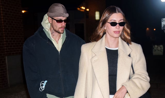 Justin Bieber and Hailey Bieber are seen on February 05, 2025 in New York City.