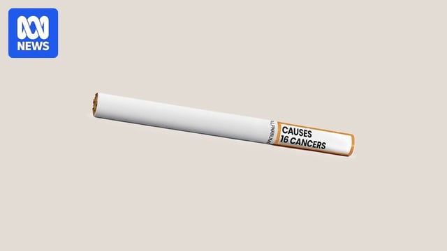 A cigarette with the words "causes 16 cancers" on the filter