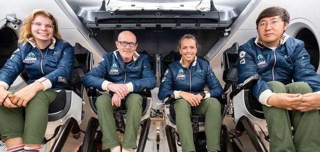 Die SpaceX-Crew für die Mission „Fram2“ (v.l.n.r.): Rabea Rogge,, Eric Philips, Jannicke Mikkelsen und Chun Wang
