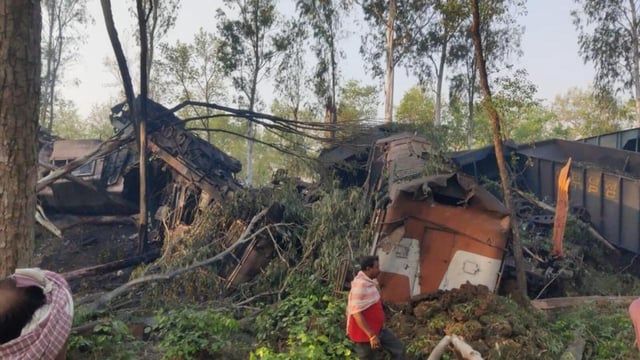 The drivers of both the goods trains were killed in the head-on collision. (HT sourced photo)