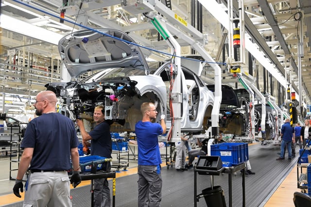 A general view of a production line in a Volkswagen plant in Emden, Germany September 20, 2024. REUTERS/Fabian Bimmer/File Photo