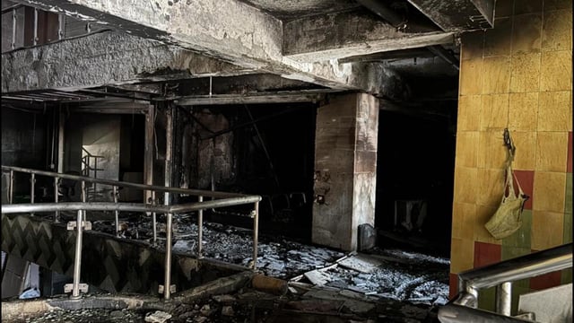 Visuals from the site of the fire accident in Noida. (HT Photo)