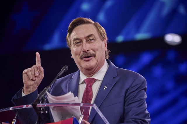 Mike Lindell speaks at the annual CPAC DC conference at the Gaylord National Resort in Oxon Hill, MD on Friday, 21, 2025.