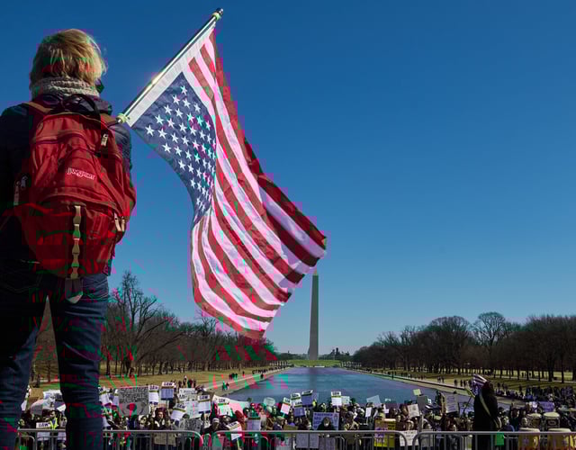 Thousands protest the Trump administration's federal funding cuts during the Stand-Up for Science rally in Washington D.C., Friday, March 7, 2025. (Photo by Dominic Gwinn / Middle East Images / Middle East Images via AFP) (Photo by DOMINIC GWINN/Middle East Images/AFP via Getty Images)