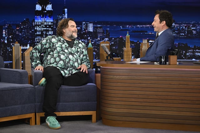 THE TONIGHT SHOW STARRING JIMMY FALLON -- Episode 2117 -- Pictured: (l-r) Actor Jack Black during an interview with host Jimmy Fallon on Monday, March 31, 2025 -- (Photo by: Todd Owyoung/NBC via Getty Images)