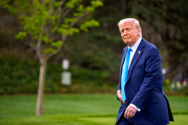 U.S. President Donald Trump walks towards Marine One on the South Lawn of the White House on March 28, 2025 in Washington, DC. Trump is headed to Mar-a-lago in Palm Beach, Florida for the weekend.