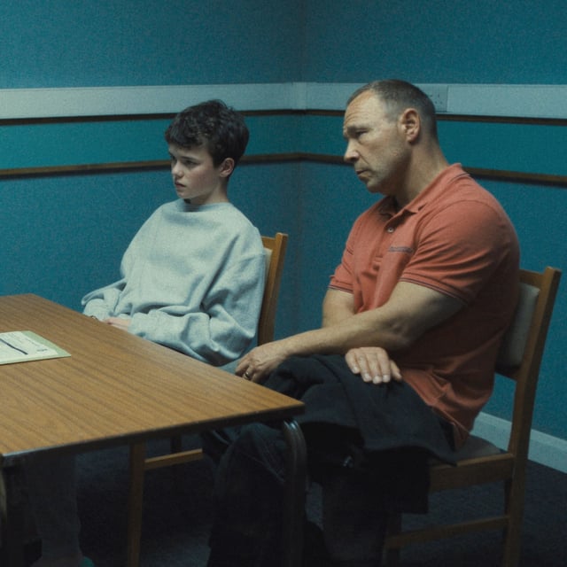 This image released by Netflix shows Mark Stanley, from left, Owen Cooper and Stephen Graham in a scene from "Adolescence." (Netflix via AP)