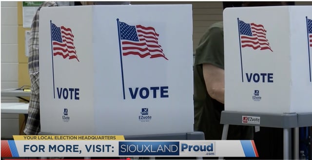 Empty voters booths during the 2024 election in Iowa.