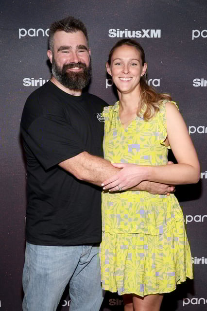 Jason Kelce and Kylie Kelce attend Chris Stapleton's performance Live From The Fillmore New Orleans for SiriusXM and Pandora on Feb. 6, 2025, in New Orleans.