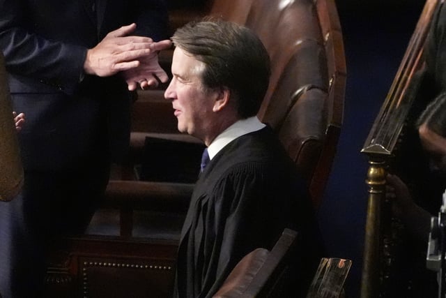 Supreme Court Justice Brett Kavanaugh arrives before President Donald Trump addresses a joint session of Congress at the Capitol in Washington, Tuesday, March 4, 2025. (AP Photo/Alex Brandon)