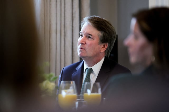 U.S. Supreme Court Justice Brett Kavanaugh listens to remarks at U.S. Vice President JD Vance's residence during a visit by Irish Taoiseach (Prime Minister) Micheal Martin, ahead of St. Patrick's Day, in Washington, D.C., U.S., March 12, 2025. REUTERS/Leah Millis/File Photo